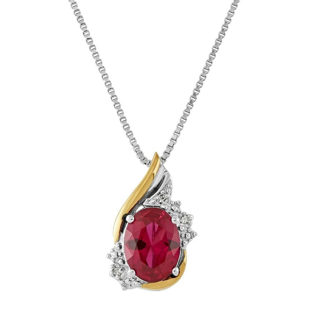 Ruby & Diamond Accent Birthstone Pendant Necklace
